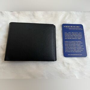 Always Be Secure Black and Brown Leather RFID Bifold Wallet